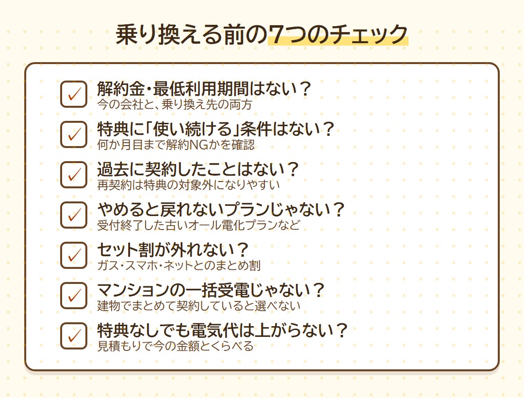 電力会社を乗り換える前の7つのチェック